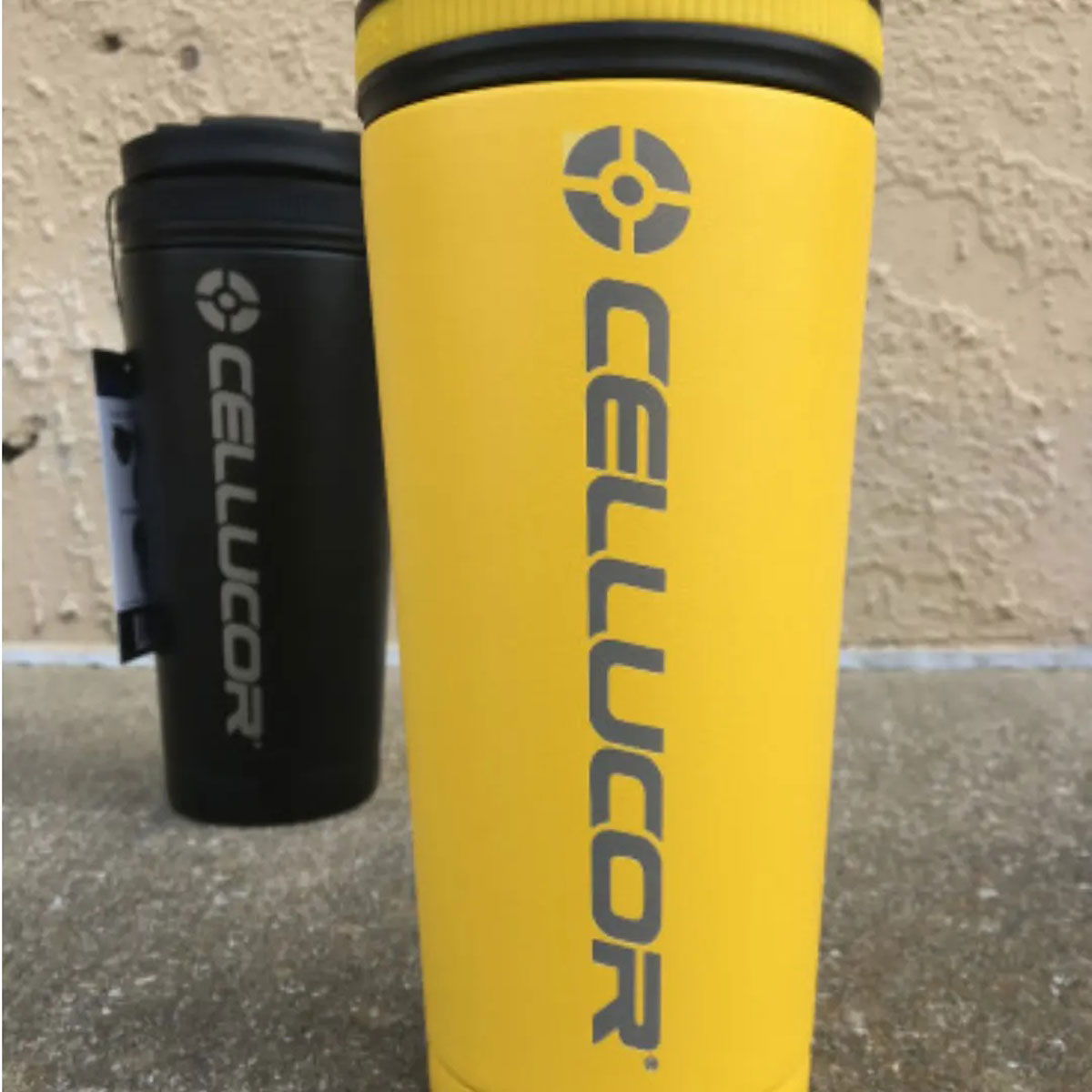 An image of 26oz Ice Shakers with Cellucor logo engraved on them.